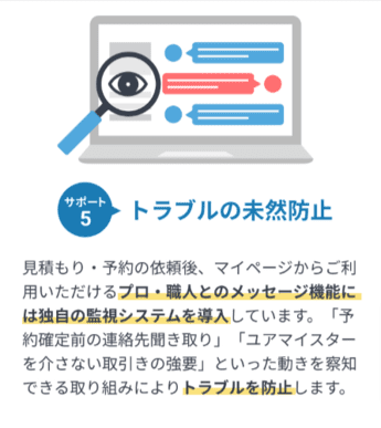 ユアマイスターのサポートトラブルの未然防止